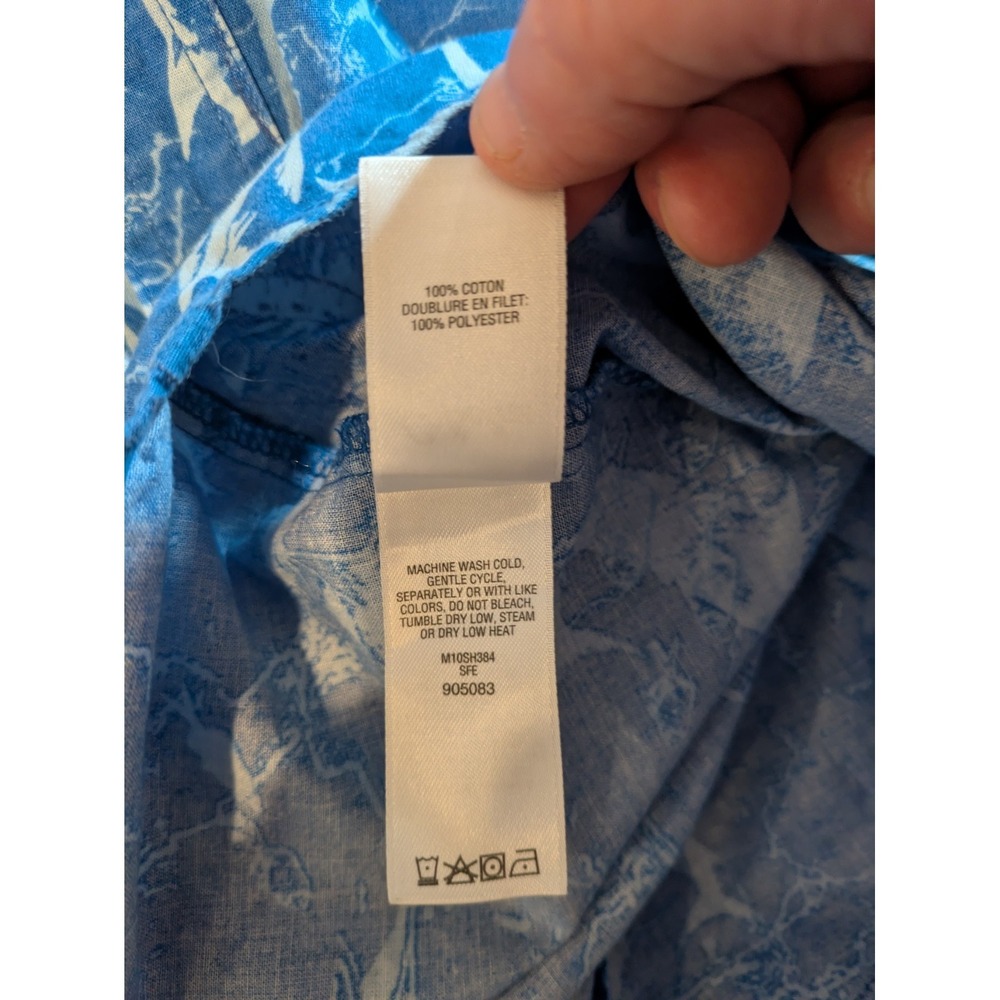 Cabela's Shirt Mens Salt Water Fishing Button Up Short Sleeve Blue Print Vented - Picture 9 of 11